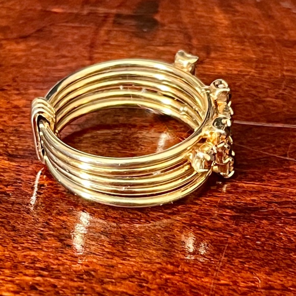 Vintage Gold Tone Multi Band Ring with Yellow Stones - Picture 7 of 12